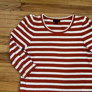 J Crew puff  3/4 sleeve stripped top size small NWOT
